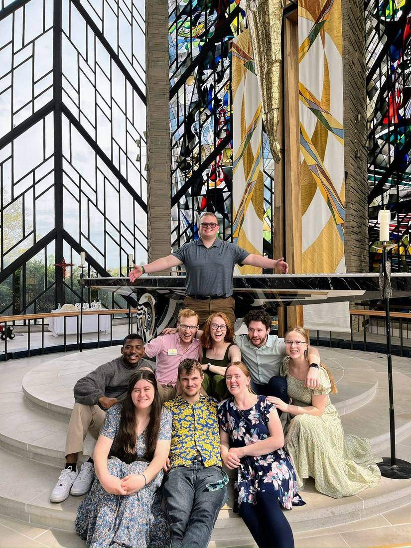 Kuda with friends at the chapel