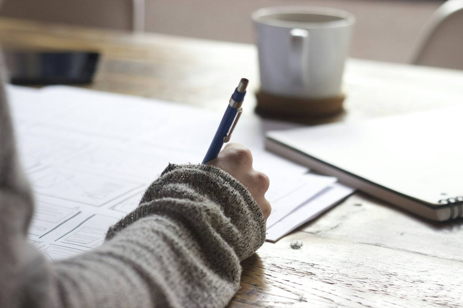 Notes being written by hand